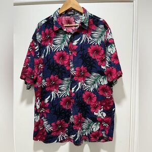 JOGAL Mens XXL Hawaiian Shirt Button Up Floral Short Sleeve Summer Casual